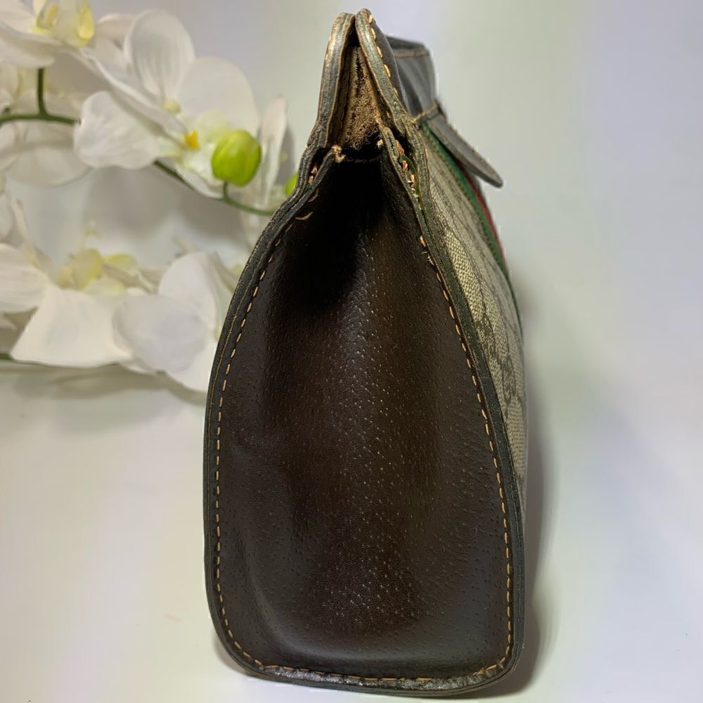 💥Authentic💥 GUCCI Web Sherry Line GG Logo Cosmetic Clutch - Picture 3 of 13